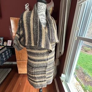 Source Unknown Striped Cardigan - Black and Tan